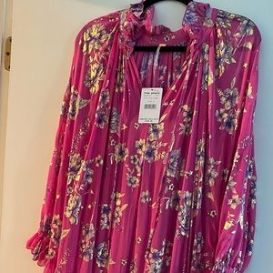 Free people floor length hot pink dress